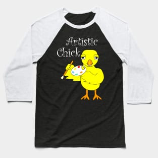 Artistic Chick White Text Baseball T-Shirt